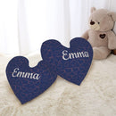 Personalized Heart Pillow with Name | Deep Magenta Pink or Navy Blue Velvet with Embossed Hearts | White Cursive Name | Custom Gift for Her