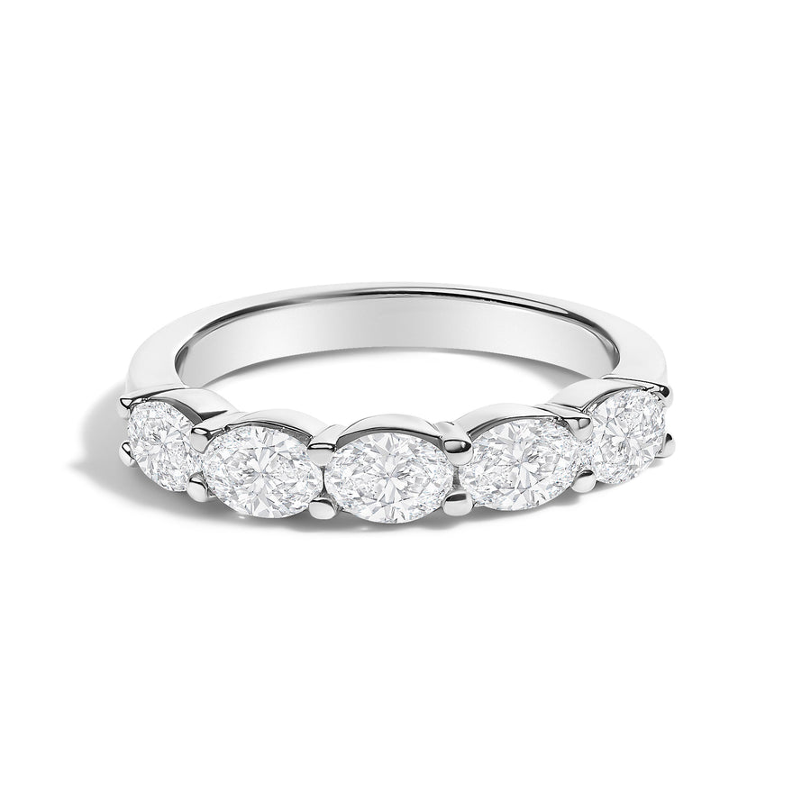 14K White Gold 1 1/4 Cttw Lab Grown Oval East West Band Ring