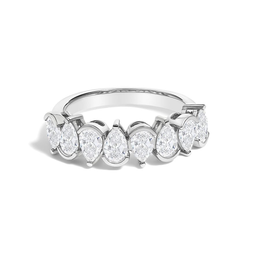 14K White Gold 1 2/3 Cttw Lab Grown Pear Diamond Band Ring Bezel Setting