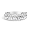 14K White Gold 7/8 Cttw Lab Grown Baguette Weave Design Band Ring