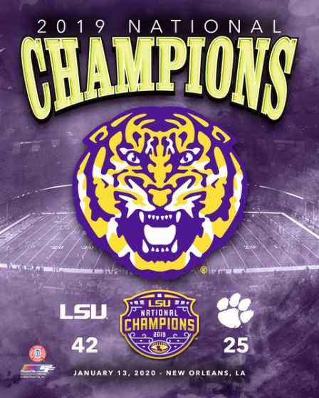LSU Tigers 2019 National Champions Logo & Score 8