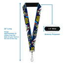 Lanyard - 1.0" - BATGIRL Action Poses Bat Logo Black Blue Yellow