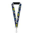 Lanyard - 1.0" - BATGIRL Action Poses Bat Logo Black Blue Yellow