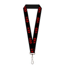 Lanyard - 1.0" - Bat Logo Harley Quinn Diamonds Black Red