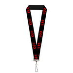 Lanyard - 1.0" - Bat Logo Harley Quinn Diamonds Black Red