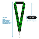 Lanyard - 1.0" - Electric Green Lantern Logo Scattered Black Green