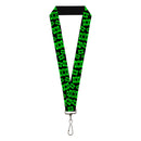 Lanyard - 1.0" - Electric Green Lantern Logo Scattered Black Green