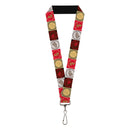 Lanyard - 1.0" - Game of Thrones 4-House Sigil Symbol Blocks Multi Color