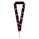 Lanyard - 1.0" - Harley Quinn Shooting Poses Diamonds Black Red White