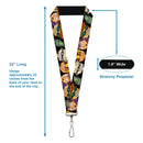 Lanyard - 1.0" - ROCKET POWER RP Logo/4-Character Faces CLOSE-UP Black/Green/Blue
