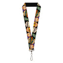 Lanyard - 1.0" - ROCKET POWER RP Logo/4-Character Faces CLOSE-UP Black/Green/Blue