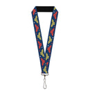 Lanyard - 1.0" - Wonder Woman WW Logo Flip and Stars Blue/Red/Gold