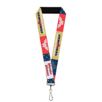 Lanyard - 1.0" - WONDER WOMAN Americana Text and Logos Collage Red/White/Blue/Gold