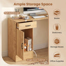 L-Shaped Computer Desk with Reversible Drawer and Cabinet