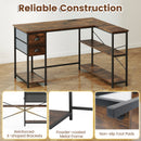 L Shaped Desk with Charging Station Corner Computer Desk with 2 Fabric Drawers