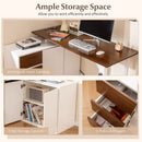 L-Shaped Desk with File Cabinet and Power Outlet Reversible Corner Computer Desk