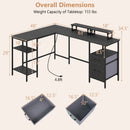 L Shaped Desk with Power Outlet Reversible Computer Desk with Monitor Stands