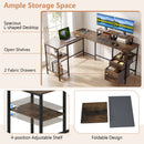L-Shaped Desk with Power Outlet and Monitor Stands