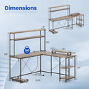 L-Shaped Reversible Gaming Desk with LED Strip and Power Outlets Hutch Monitor Stand
