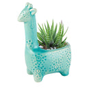 Lake Blue Giraffe Planter | Small Ceramic Succulents Pot | 6" Tall