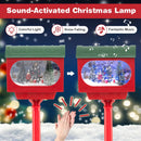 59 Inch Christmas Street Lamp with Sound-Activated Snow Globe Lantern-Red