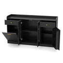 Large Buffet Cabinet Hidden Tilt Out Trash Can Cabinet with 2 Glass Doors