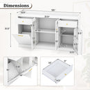Large Buffet Cabinet Hidden Tilt Out Trash Can Cabinet with 2 Glass Doors