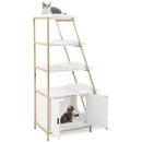 Large Cat Litter Box Enclosure with Storage and Ladder Shelf-White