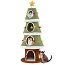 Large Christmas Cat Tree for Indoor Cats 61 Inch Cute Cat Tower with 4 Condos-Green