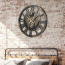 Large Wall Clock 27" Gear Clock with World Map-Brown