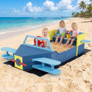 Wooden Airplane Sandbox with Bench Seat and Bottom Liner
