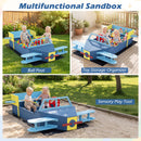 Wooden Airplane Sandbox with Bench Seat and Bottom Liner