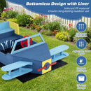 Wooden Airplane Sandbox with Bench Seat and Bottom Liner