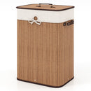 19 Gal Rectangle Laundry Basket Bamboo Clothes Hamper with Handles and Lid