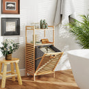 Bamboo Tilt out Laundry Hamper with Foldable and Removable Basket-Natural
