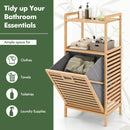 Bamboo Tilt out Laundry Hamper with Foldable and Removable Basket-Natural