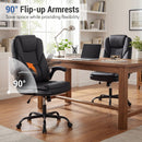 Leather Office Chair Ergonomic Computer Desk Chair with Flip-up Armrests Rocking Function
