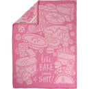 Let's Bake Some Shit Woven Pink Funny Snarky Dish Cloth Towel | Ultra Soft and Absorbent Jacquard | All-Over Design | Unfolds 20" x 28" | Giftable