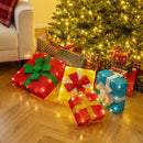 Lighted Gift Boxes Christmas Decoration 2D Set of 4 Pre-Lit Stacked Xmas Gift Boxes