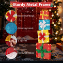 Lighted Gift Boxes Christmas Decoration 2D Set of 4 Pre-Lit Stacked Xmas Gift Boxes