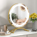 16 x 16 Inch Round LED Vanity Mirror with 3-Color Lighting and Brightness Dimming