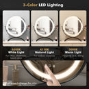 16 x 16 Inch Round LED Vanity Mirror with 3-Color Lighting and Brightness Dimming