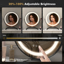 16 x 16 Inch Round LED Vanity Mirror with 3-Color Lighting and Brightness Dimming