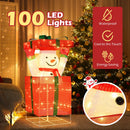 Lighted Snowman in Gift Box Christmas Decoration