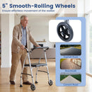 Lightweight Aluminum Mobility Walker for Seniors with 2 Wheels 5-Level Adjustable Height and Padded Seat