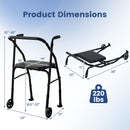 Lightweight Aluminum Mobility Walker for Seniors with 2 Wheels 5-Level Adjustable Height and Padded Seat