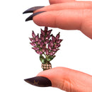 Lilac Brooch Pin 2" Purple Gemstone Floral Jewelry | Vintage Metal Alloy