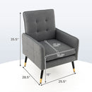 Linen Fabric Accent Chair with Removable Seat Cushion