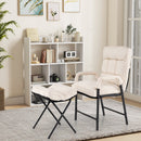 Linen Fabric Modern Accent Chair with Ottoman and Adjustable Backrest