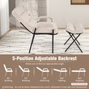 Linen Fabric Modern Accent Chair with Ottoman and Adjustable Backrest